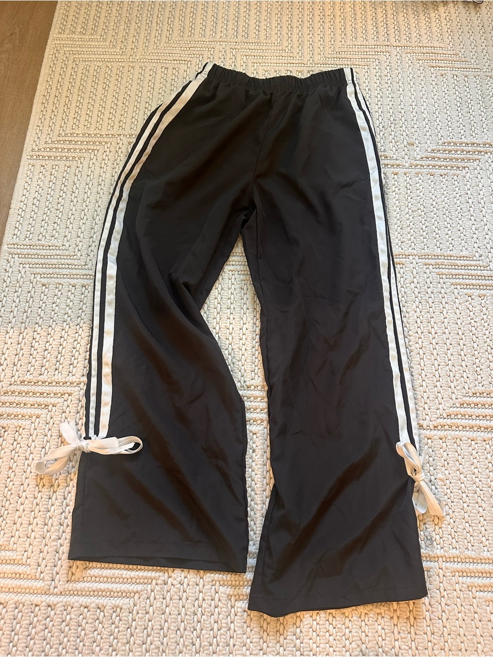 Edikted Black Track Pants with White Side Stripes